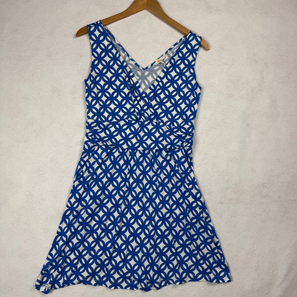 Boden Womens Geometric Print Sleeveless V Neck Dress Size‎ US 8 Pockets